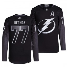 Tampa Bay Lightning Hockeydrakt Victor Hedman 77 Svart Tredje Adidas Authentic - Herre